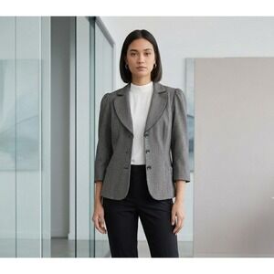 Vintage Y2K Career Blazer Puff Sleeve 3/4 Length Sleeve Stretch Twee Size Medium